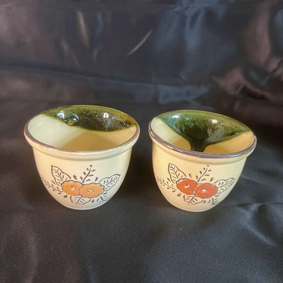 Vintage BAKERITE BAKE RITE OVEN WARE Japan Flower Stoneware Stone Ramekins 2 - Picture 2 of 12